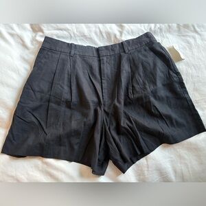 NWT GAP Women's Pleated Linen Blend Shorts Black Sz M